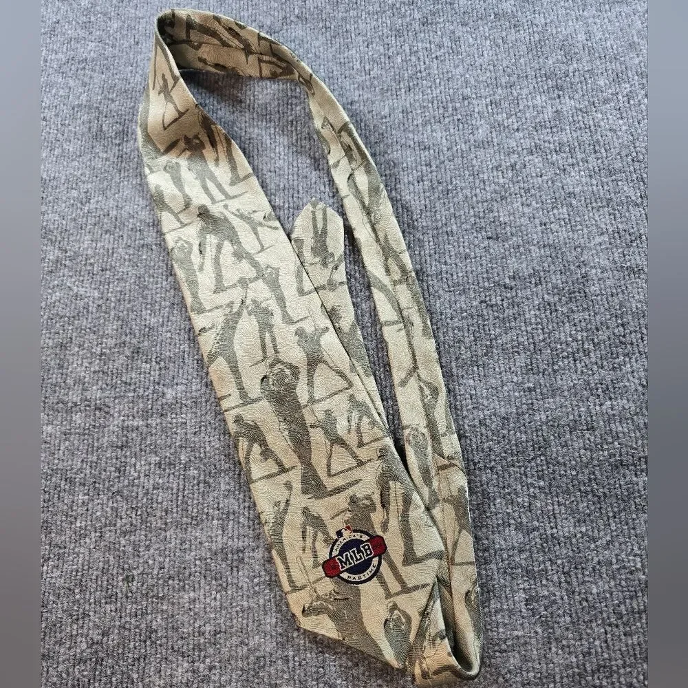 Vintage MLB Baseball Silk Tie All Over Print Players Novelty Necktie Sports Fan